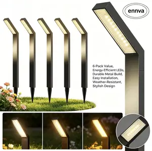 ennvaofficial solar path lights outdoor 6-piece set, 3-color-in-1 bright landscape lighting, featuring cool white/warm white/daylight white modes, automatic on/off, IP65 waterproof, suitable for decorating courtyards, gardens, patios, walkways, and lawns