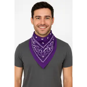 Vibrant Paisley Purple Bandana - 20" Square