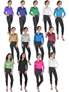 Ruby Women's Silky Satin Charmeuse Blouse Button Down Long Sleeve