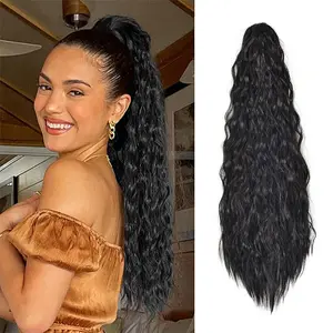 Clip in Ponytail Extension Claw Clip-on Hairpiece, 22 Inch Long Wavy Curly Fake Pony Tails for Women, Beginner-Friendly Natural Looking Synthetic Hair for Daily Use