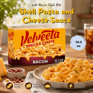 Shell Pasta and Cheese Sauce with Bacon Style Bits, Quick Mac and Cheese Meal, Easy Pantry Dinner Option