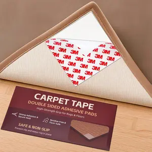 12 count Carpet Tape Double Sided, Heavy Duty Rug Tape for Hardwood Floors, Non-Slip Carpet Adhesive Tape for Area Rugs,  Grip