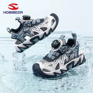 HOBIBEAR Kids Closed-Toe Sandals Summer Beach Shoes Older Kids Rotating Buckle Soft Sole Sports Sandals
