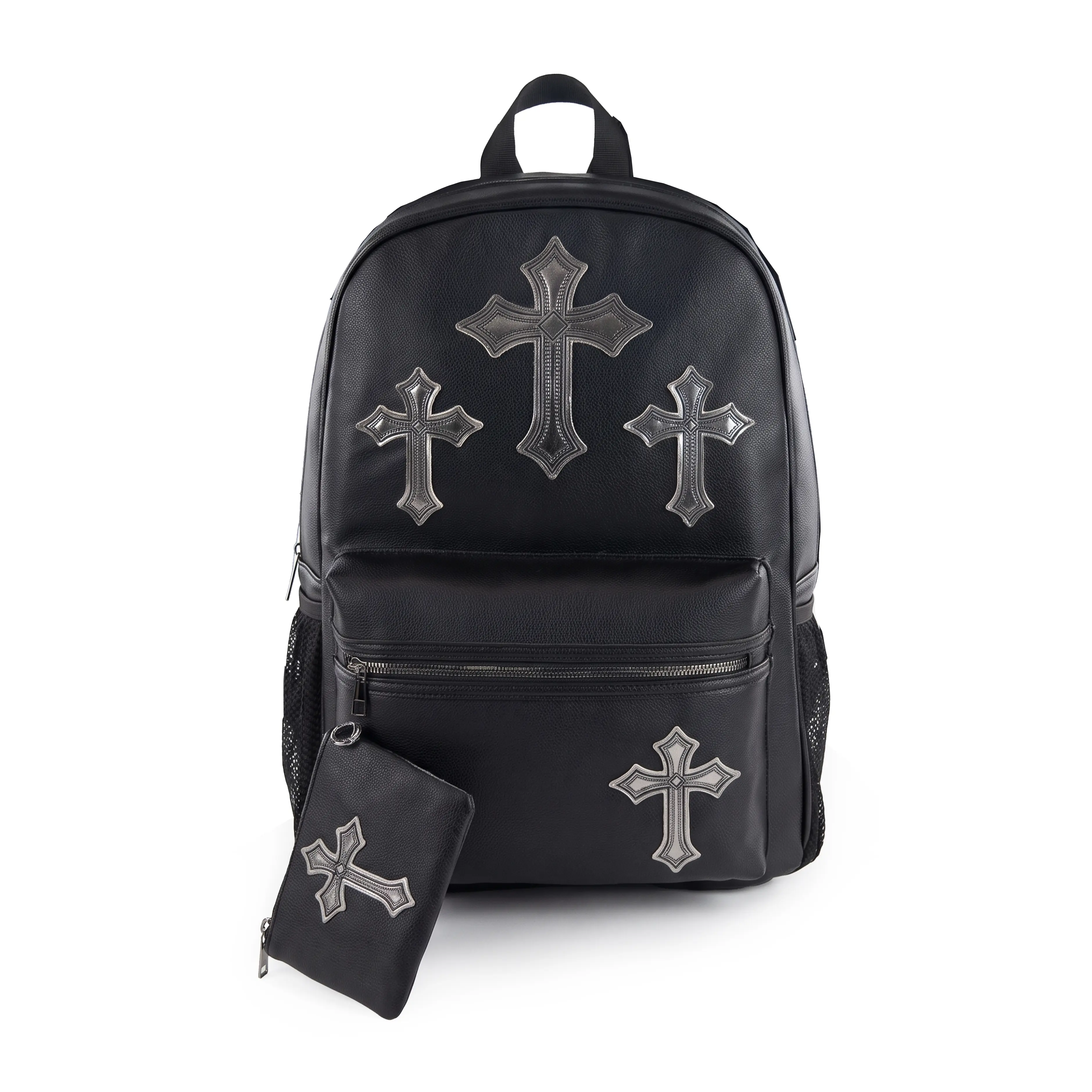 Women's 15in Tonal Look Bag Backpack - Chrome X’s Rucksack, Unisex Casual Functional Bag with Pouch