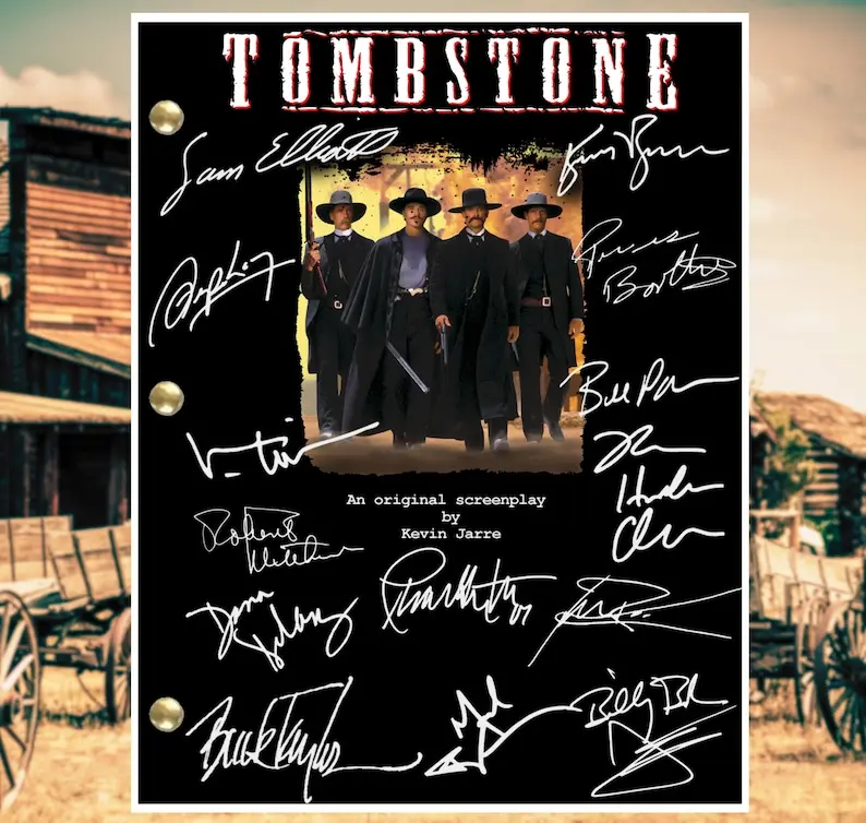 Tombstone Script Autograph Cast-Signed Movie Val Kilmer, Sam Elliot ...
