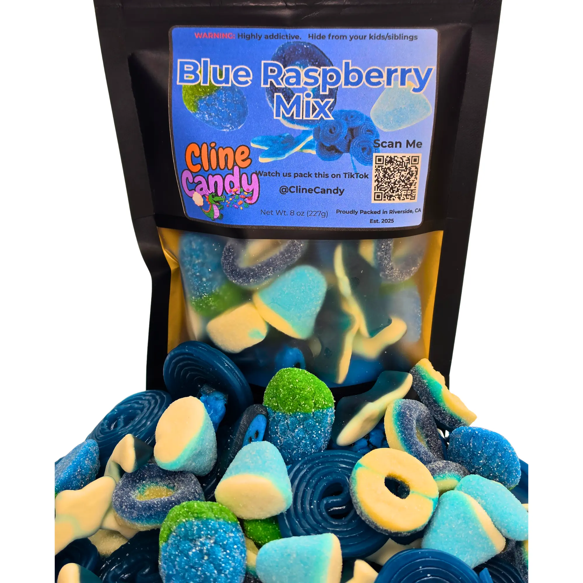 Bold Blue Raspberry Chewy Mix Variety Candy Assortment - Rings, Sharks, Licorice - Fresh Packed European Import Bulk Snacks