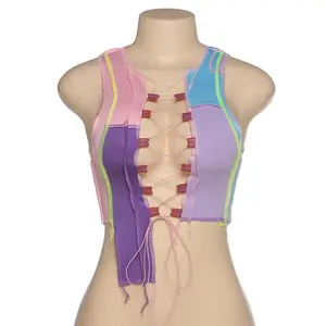 Patchwork Bandage Crop Top