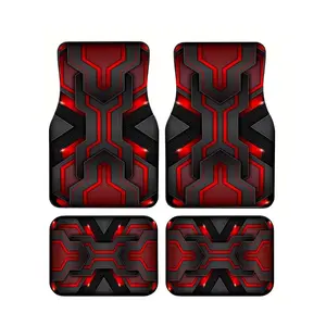 4pcs Universal Car Floor Mats, Thickened Printed Design, Fun Interior Decor, Suitable for Most Cars, Tesla, Suvs, Gift, Car Accessory