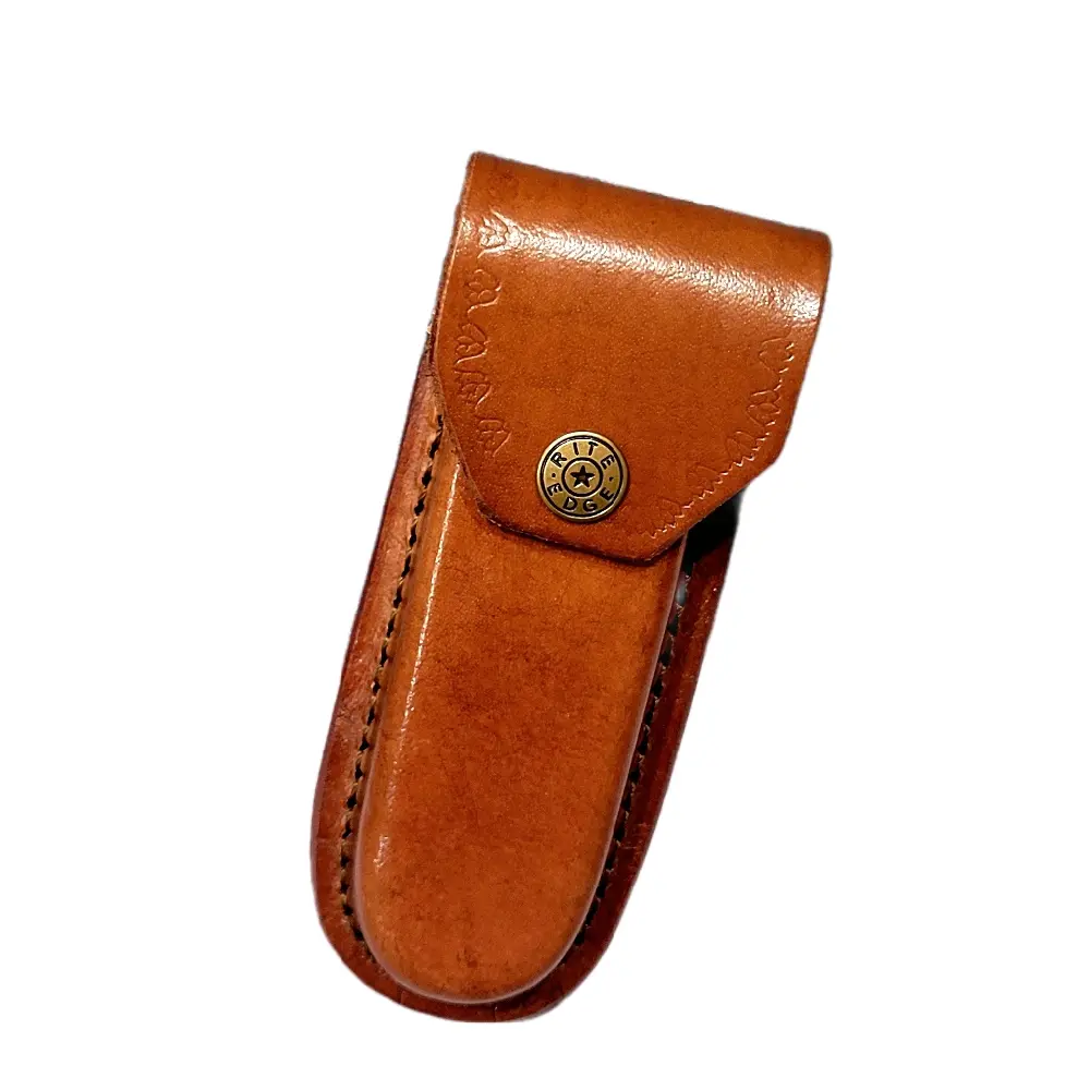 LEATHER SHEATH FOR 5" FOLDING POCKET KNIFE HANDMADE GENUINE LEATHER
