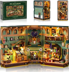 INSOON Magic Potion Booknook Creative Building Blocks Set with Light, DIY Building Kit Bookend, 990 PCS Miniature House Model for Home Decor Bookshelf, DIY Kits for Adults Kids Age 8+