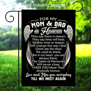 Double-Sided Memorial Garden Flag for Mom & Dad, Durable Linen/Burlap, Outdoor Grave Decorations (Flag Only)