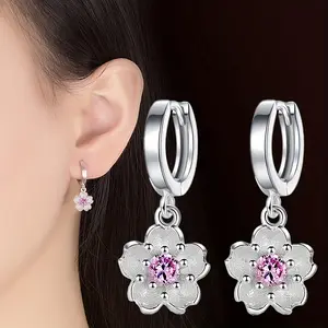 Adorable and Elegant Floral Peach Blossom Pendant Earrings for Women. Perfect for Daily Commutes, Parties, Vacations, and Music Festivals. Ideal Gifts for Holidays, Birthdays, and Anniversaries.