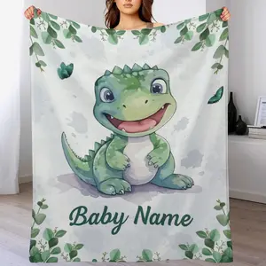 Custom Name Small Dinosaur Blanket ,Personalized Name Gift ,Suit for The Sofa, Bed, Travel, Camping, Living Room, Office, Chair，Gifts for Family or Child  ,Friend , Send your custom text via shop chat to personalize