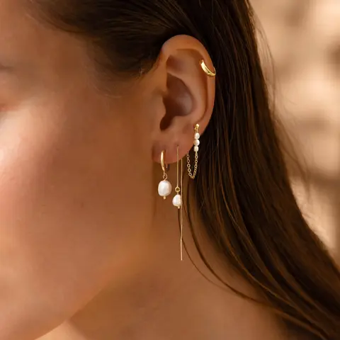 Tewiky Dainty Drop Hoop Earrings For Women Hypoallergenic Small Dangle Chain Hoops Trendy Earring Sets For Multiple Piercing Jewelry Gift For Valentine's Day gifts