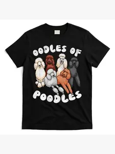 Men's Vintage Graphic T-Shirt - Bold Poodle Lover Design with Multi-Color Dogs - All-Season Casual Shirt for Dog Owners - Machine Washable Black Tee for Parties, Beach, Casual Attire - Ideal Gift for Poodle Owners, Party Outfit, Retro Style, Comfortable F