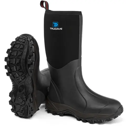 【No steel toe】Trudave Men's & Women's Rubber Boots - Waterproof Insulated, Anti-Slip, Breathable, Comfortable Mesh Farming Work Boots for Hunting, Fishing