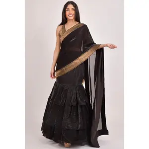 Leila Black Ruffle Saree