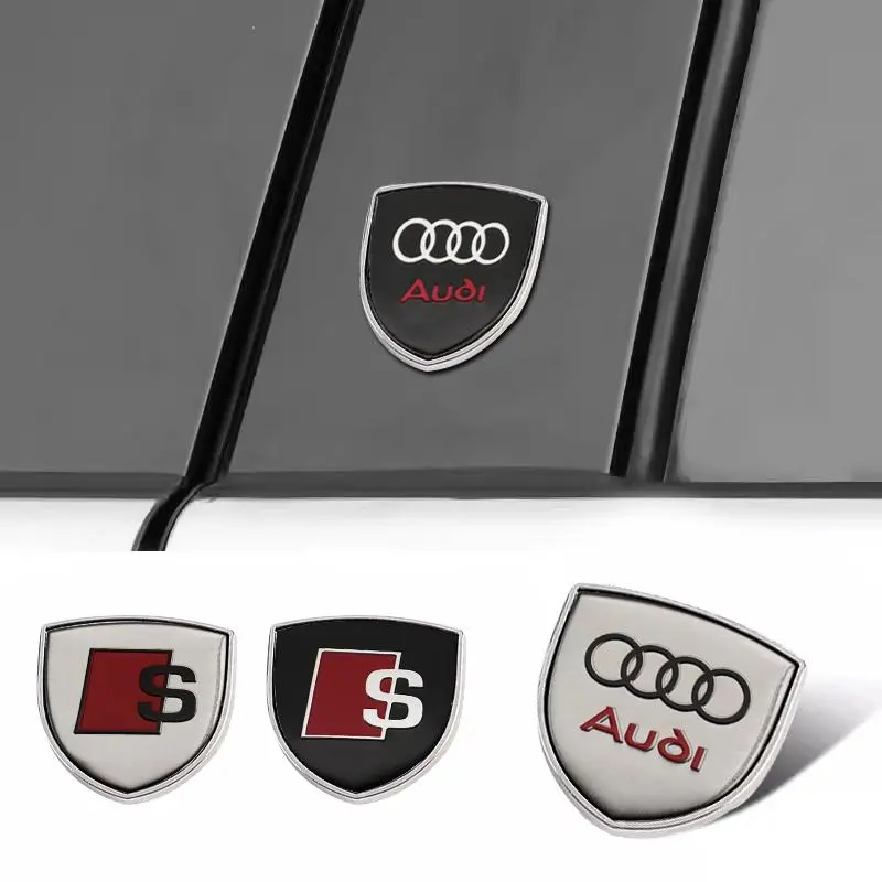 1/2Pc Metal Car Shield Logo Side Body Tail Trunk Sticker For Audi A1 A3 A4 A5 A6 B5 B6 B7 B8 C5 C6 C7 A7 A8 Q3 Q5 Q7 TT 8V Decal
