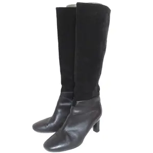 Pre-owned HERMÈS Suede calfskin Small Leather Goods Hermes Suede Leather High Heel Long Boots