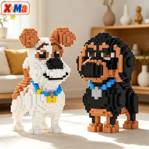 2 Pack Dog Building Blocks Set - Cute Puppy Duo Micro Brick Kit for Dog Lovers & Desk Decor