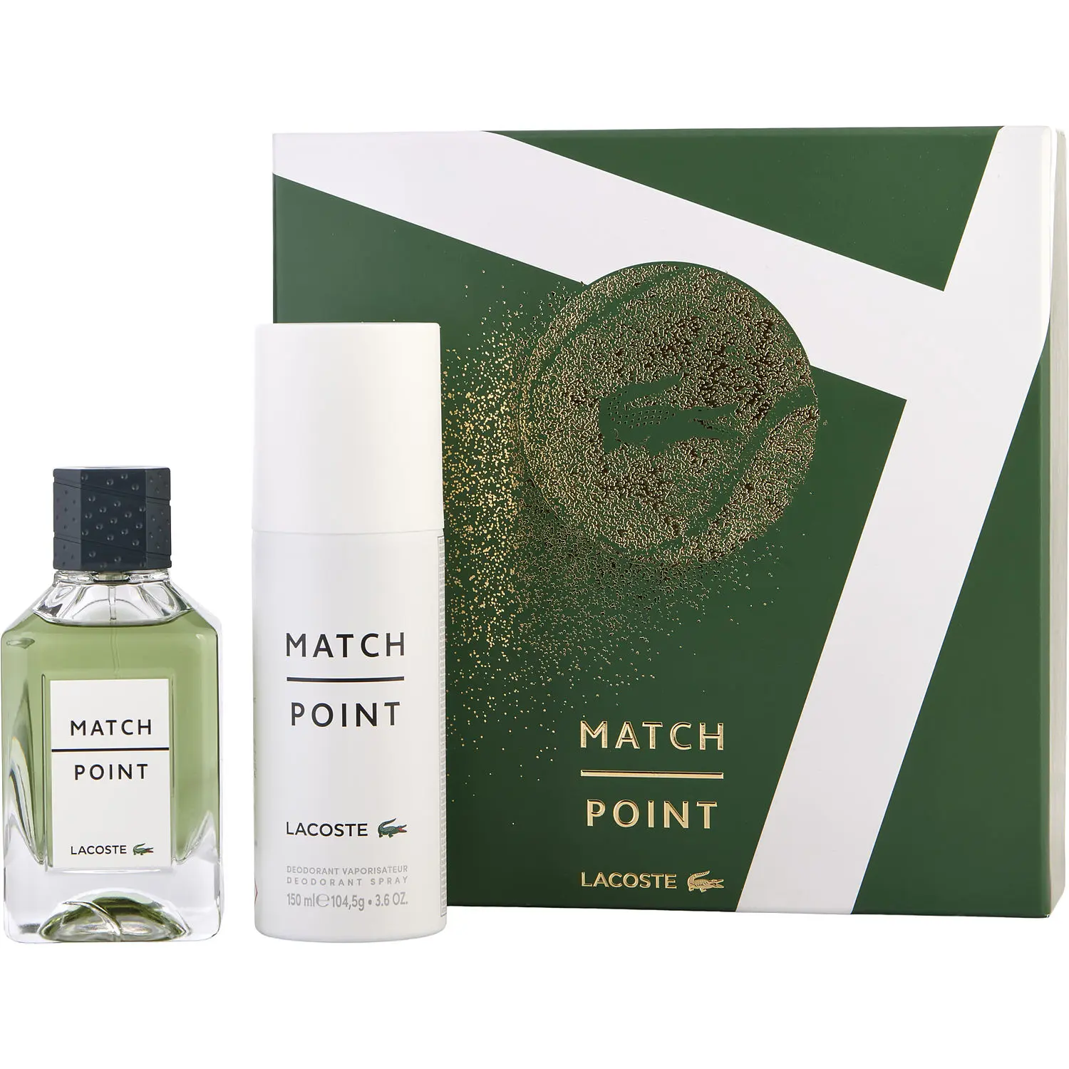 Lacoste Match Point Set-Edt Spray 3.4 Oz & Deodorant Spray 5 Oz For Men Lacoste Match Point Set-Edt Spray 3.4 Oz & Deodorant Spray 5 Oz For Men
