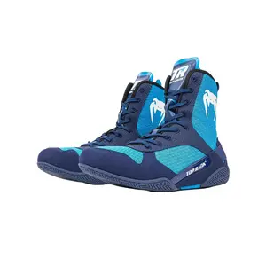 Venum x Top Rank Original Boxing Shoes - Royal Blue, Lightweight Mid-Cut Upper, Lateral Reinforcements, Honeycomb Mesh for Comfort