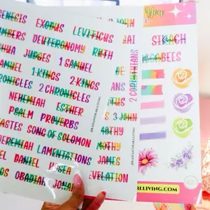 Books of the Bible Header Clear Vinyl Sticker Labels Easy To See Personalization Adhesive for Bible Collection