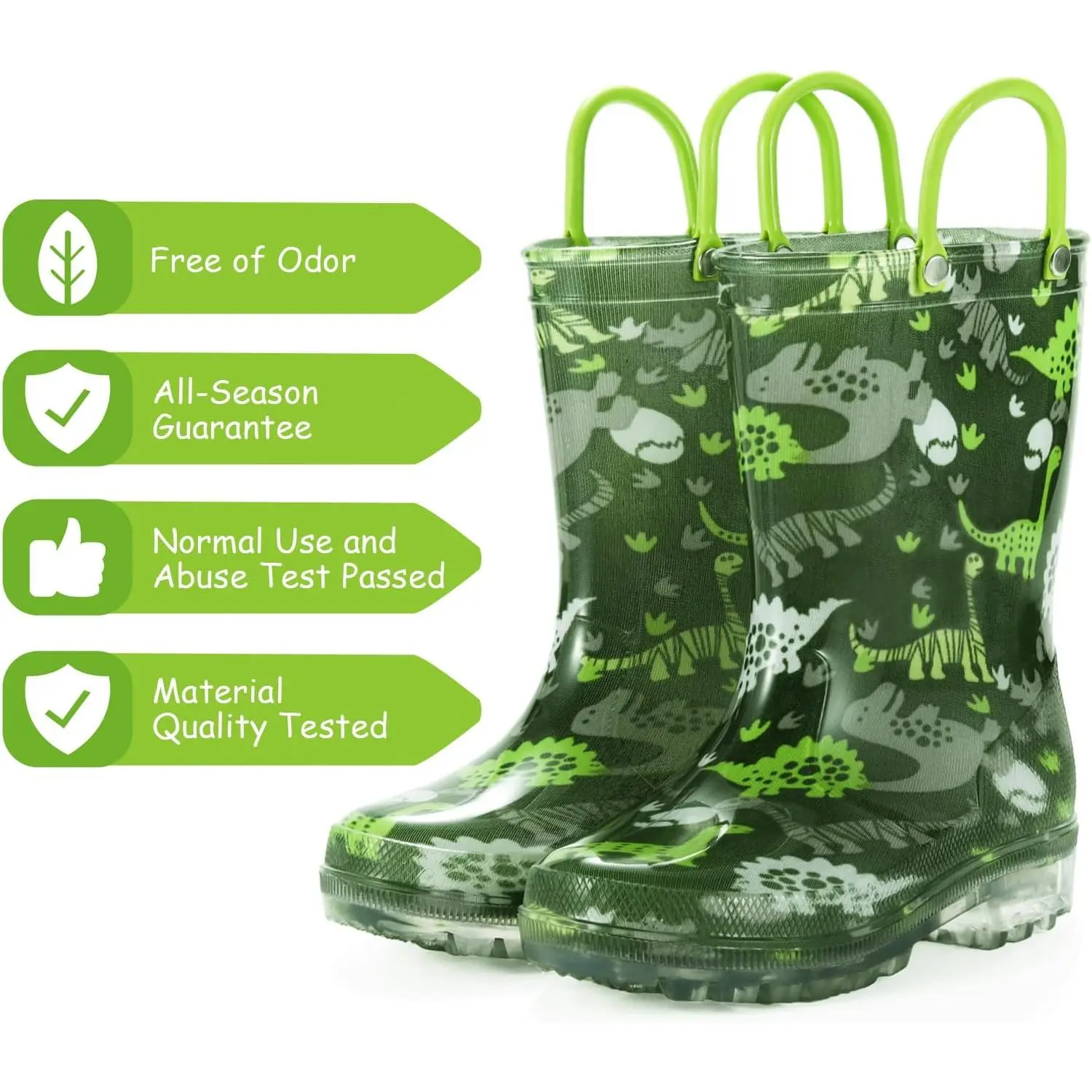 WILLPORT Toddler Rain Boots,Waterproof Light Up Kids Rain Boots with Easy-on Handles for Boys and Girls