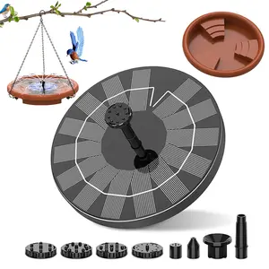 1.5W Solar Power Fountain,Bird Bath Basin,7 Different Water Features,Solar Birdbath Kit,Floating Fountain Pump For Garden Decoration,Ponds,Bird Baths,Feeding