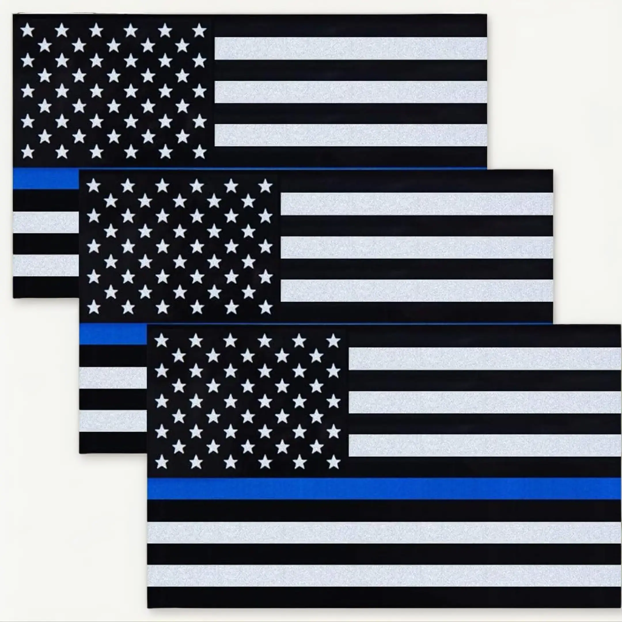 Besby 3Pc Thin Blue Line US Flag Stickers - 5×3 in Waterproof Vinyl Americana Stickers with Strong Adhesive, 3pc for Car/Laptop DIY Scrapbooking Supplies Supporting Police Law Enforcement, Waterproof Coat