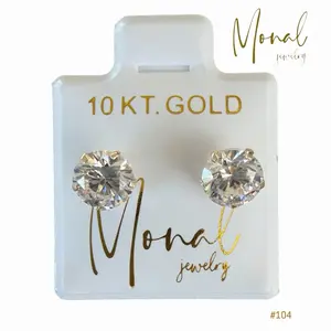 10K Gold Korean Style 6 mm Stud Earrings | Broqueles Coreanos de 6 mm en Oro de 10K