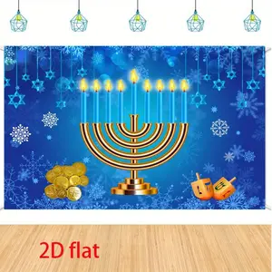 1pc Golden Menorah with Candles Snowflakes Star of David Happy Hanukkah Backdrop Banner Chanukah Party Background Hanukkah Decorations Banner Photography Backdrop for Hanukkah Party Supplies Indoor Outdoo White