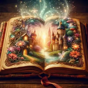 Enchanted Book with Fantasy Castle, Fairies & Floral Forest 5D Full Drill Diamond Painting Kit, Diamond Art Tools, Crystal Rhinestone Embroidery, Fairy Tale Wall Decor, DIY Craft for Home Living Room, Art & Craft Enthusiasts