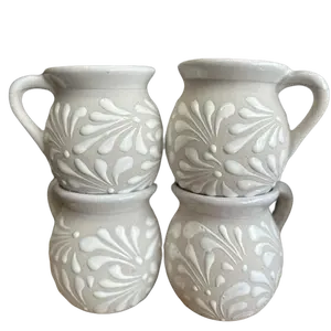Taza de barro set of 4 Traditional Mexican caffe mugs taza jarrito de barro
