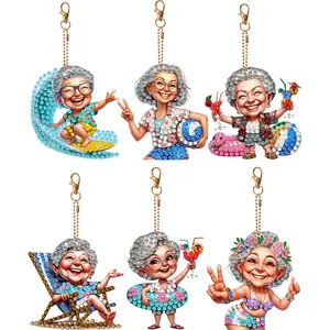 6Pcs DIY Special Shape Diamond Art Painting Keychain Kit Double-Sided Diamond Keychains Crystal Rhinestone Diamond Mosaic Key Chain Unique Handmade Gift