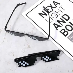 Thug Life Sunglasses Mosaic Pixel Glasses, Fun Party Dress-Up Shades, Unisex Photo Props for Women Men Kids, 1 Pack Plastic Frame