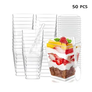 50 Pack 5oz Clear Disposable Baby Food Containers with Lids and Spoons - BPA-Free Travel Puree Cups, Toddler Snack Cups for Daycare, and Homemade Weaning Portion Pots