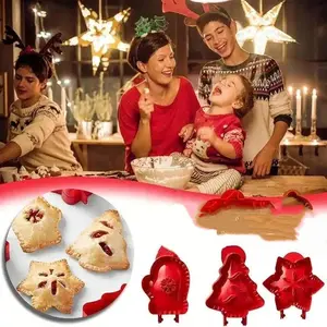 3 Pieces Dough Presser Pie Molds, Party Potluck Hand Pie Molds, Christmas Tree, Snowflakes, and Gloves Shapes Mini Pocket Pie Maker