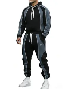 Men's 2-Piece Color Block Tracksuit, & Athletic Hoodie and Jogger Pants Set, Contrast Stitching, Comfortable Casual Wear, Sweatsuit Sets
