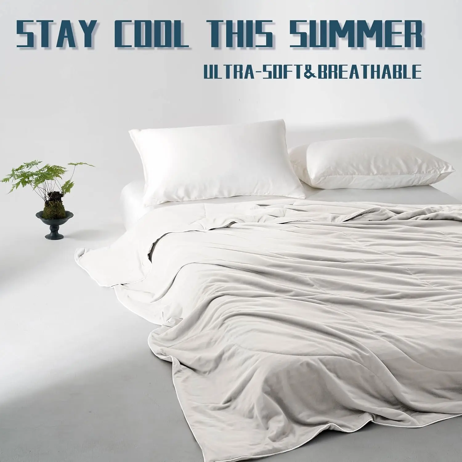MACINSO Cool Summer Cooling Comforter Lightweight Breathable Quilt for Hot Sleepers Ultra Soft Air Conditioner Blanket All-Season Cozy Bedding OEKO-TEX Certified Dual-Side Cooling Technology Machine Washable White King Queen Twin