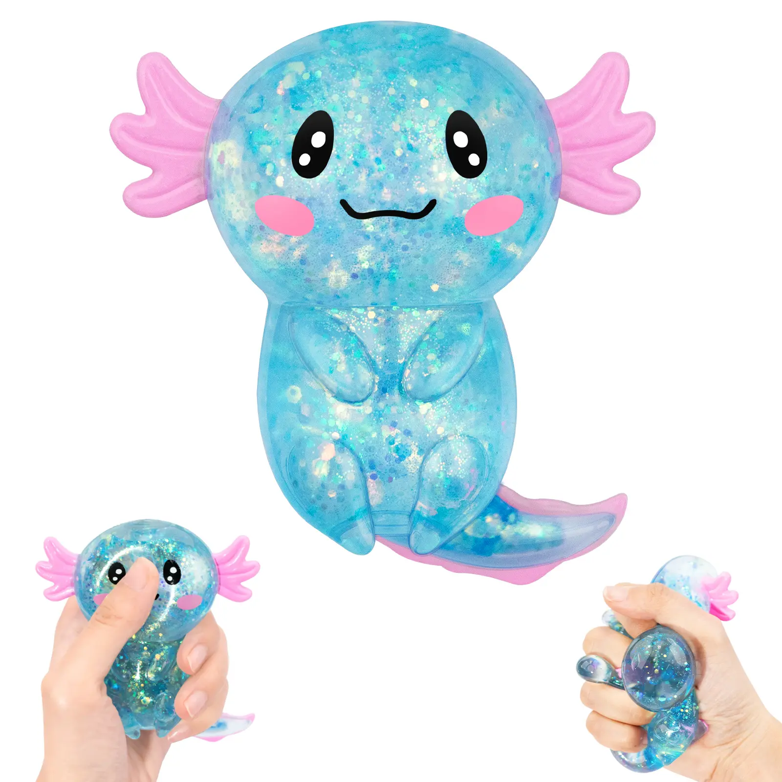 TPR Kawaii Squishies Sensory Fidget Set - Soft-Textured Squeezy Slime, Maltose-Feeling Twistable Slow-Rising Balls, Unisex Axolotl-Themed Toys for Relaxing ASMR, Slime ASMR Stress Relief Kids’ Birthday Gifts