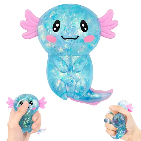 TPR Kawaii Squishy Box Set - Non-Toxic Animal Slime & Squishy Toys, Soft Squeezy, Maltose-Feeling Stretchable Slow Rising Unisex Cute Axolotl Fidget for Slime ASMR, Kids Toys Birthday Party Gift