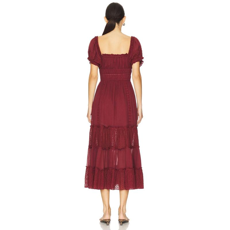 Free People Falling Sun Midi Dress in Syrah