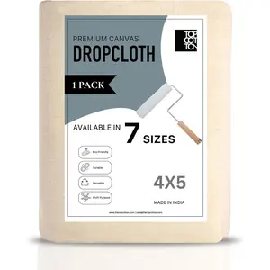 1Pc 4x5FT Reusable 100% Recycled Cotton Canvas Drop Cloth Paint Tarp Cover for Painter Furniture Floor Protection All Purpose for Christmas DIY
