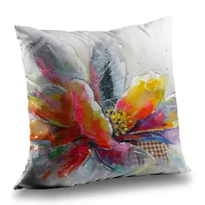 Begin Home Decor C1PT141453CKKI 14 x 14 in. Abstract Flower with Texture - Modern Floral Throw Pillow