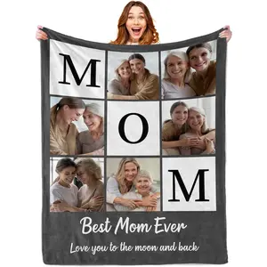 Custom Blanket with Photo Personalized Blankets and Throws Picture Blanket for Mothers Day Birthday Customized for Mom Dad Couple Girlfriend Boyfriend Wife Husband