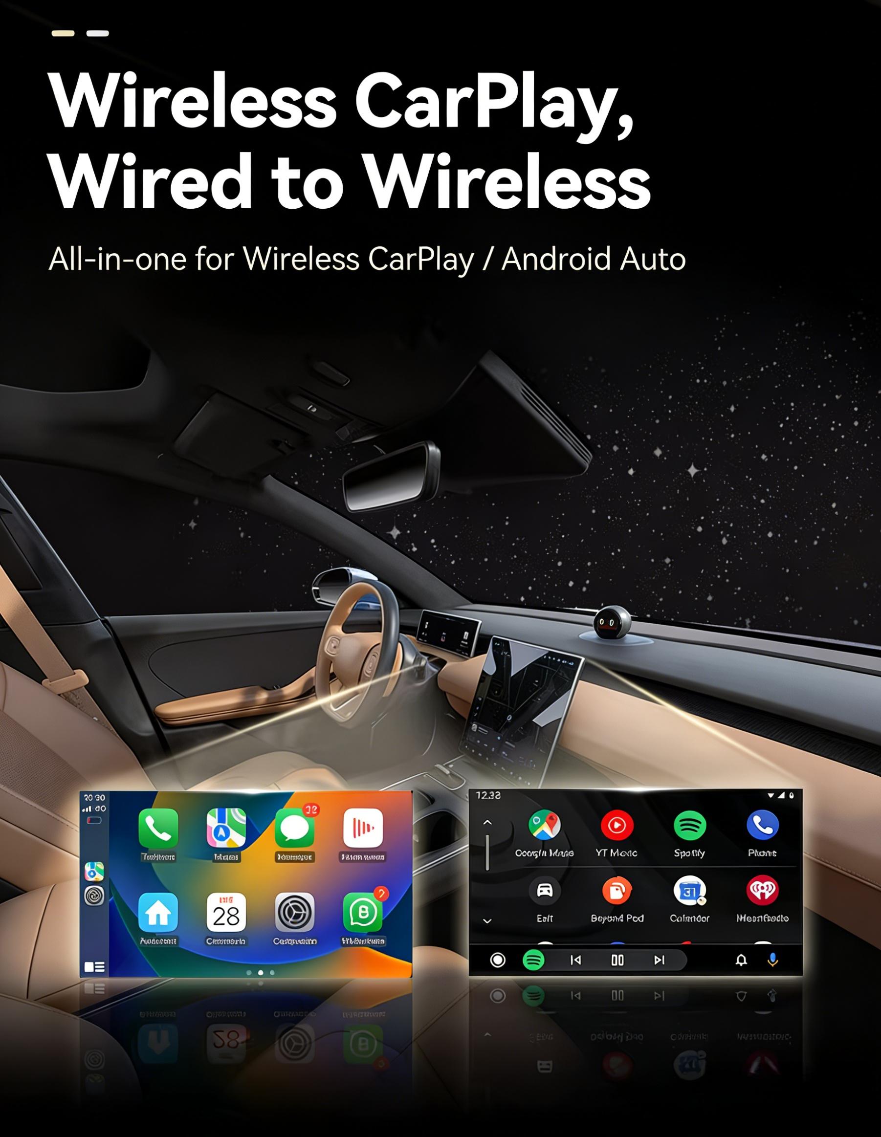CarPlay Wireless Adapter - Convert Wired CarPlay to Wireless, 5.8Ghz WiFi Fast Connection, Low Latency, Plug & Play, Compatible with iPhone & iOS Cars | Car Accessories for Apple CarPlay Dongle