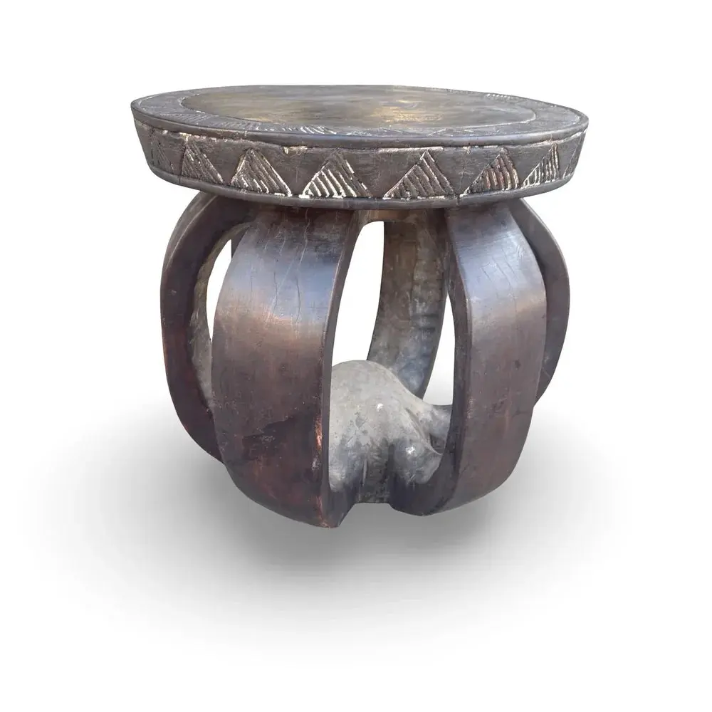 Vintage African Carved Wooden Stool