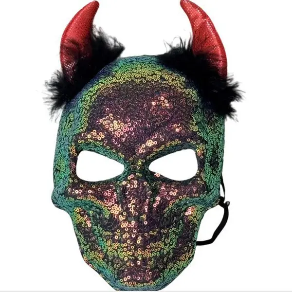 Halloween Skull Horn Mask, Scary Skull Face Mask, Demon Horn Cosplay Mask, Halloween Party Costume Prop, Spooky Role Play Mask