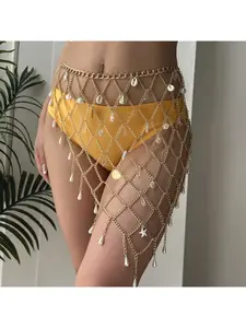 Sexy Beach Vacation Body Chain for Women with Starfish Shell Pendant Boho Summer Bikini Accessory Trendy Layering Necklace